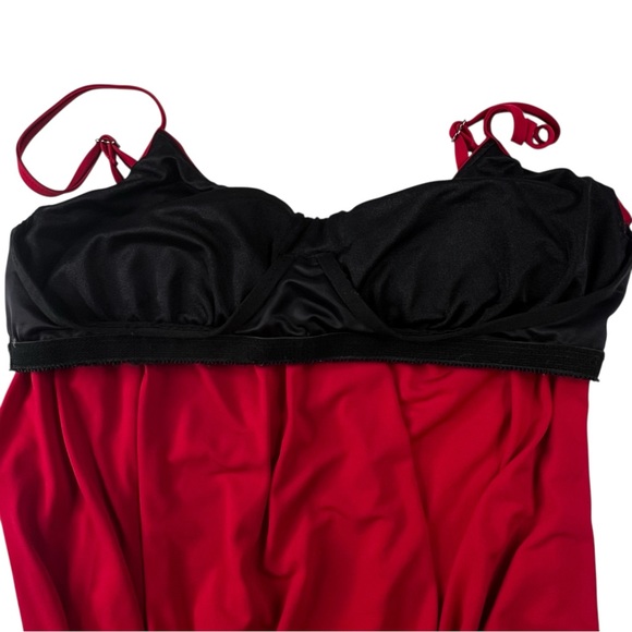 Magicsuit Shelly Red Shirred Ruched Blouson Tankini Underwire Swim Top Swimsuit - Picture 4 of 9